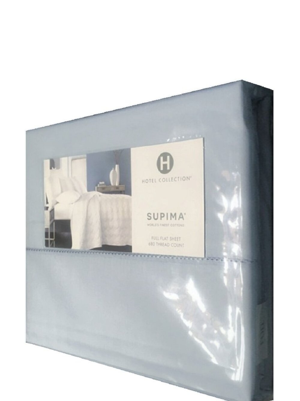 brand new SKY BLUE Hotel Collection 680 TC 100% Supima Cotton FULL Flat Sheet